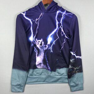 NewCosplay Cat Sweatshirt Youth XL Purple Hoodie Pullover Lightening Pockets EUC